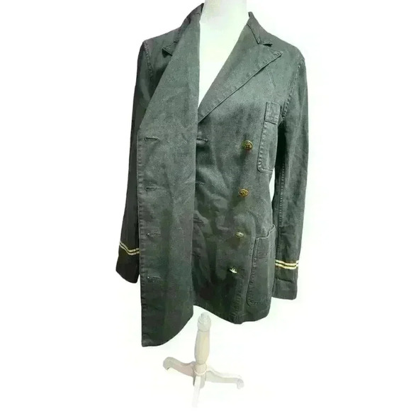 POLO by Ralph Lauren Black Cotton/Linen Military Jacket Coat Blazer Size 8 - Picture 9 of 16